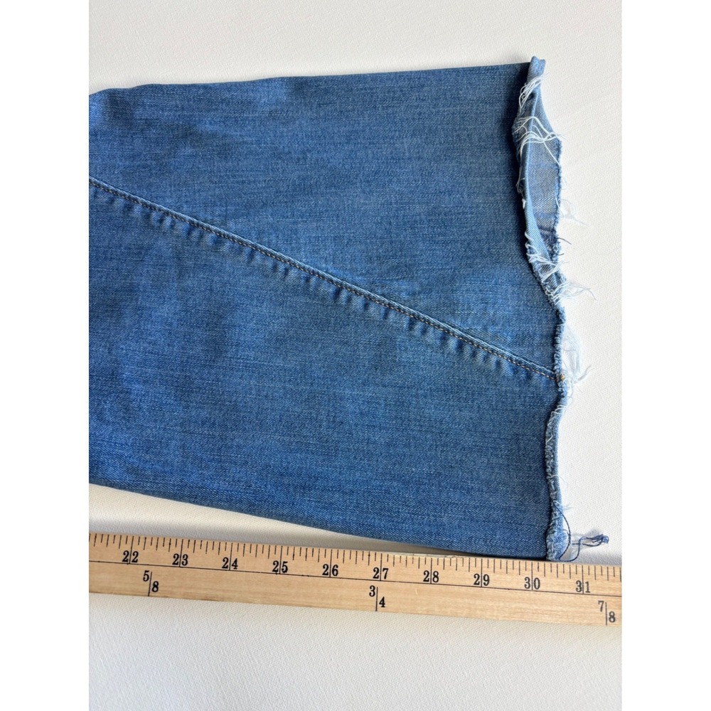 Hollister High-Rise Flare Jeans Patchwork Raw Hem Vintage Soft Stretch 15R 32x31 - Picture 10 of 13